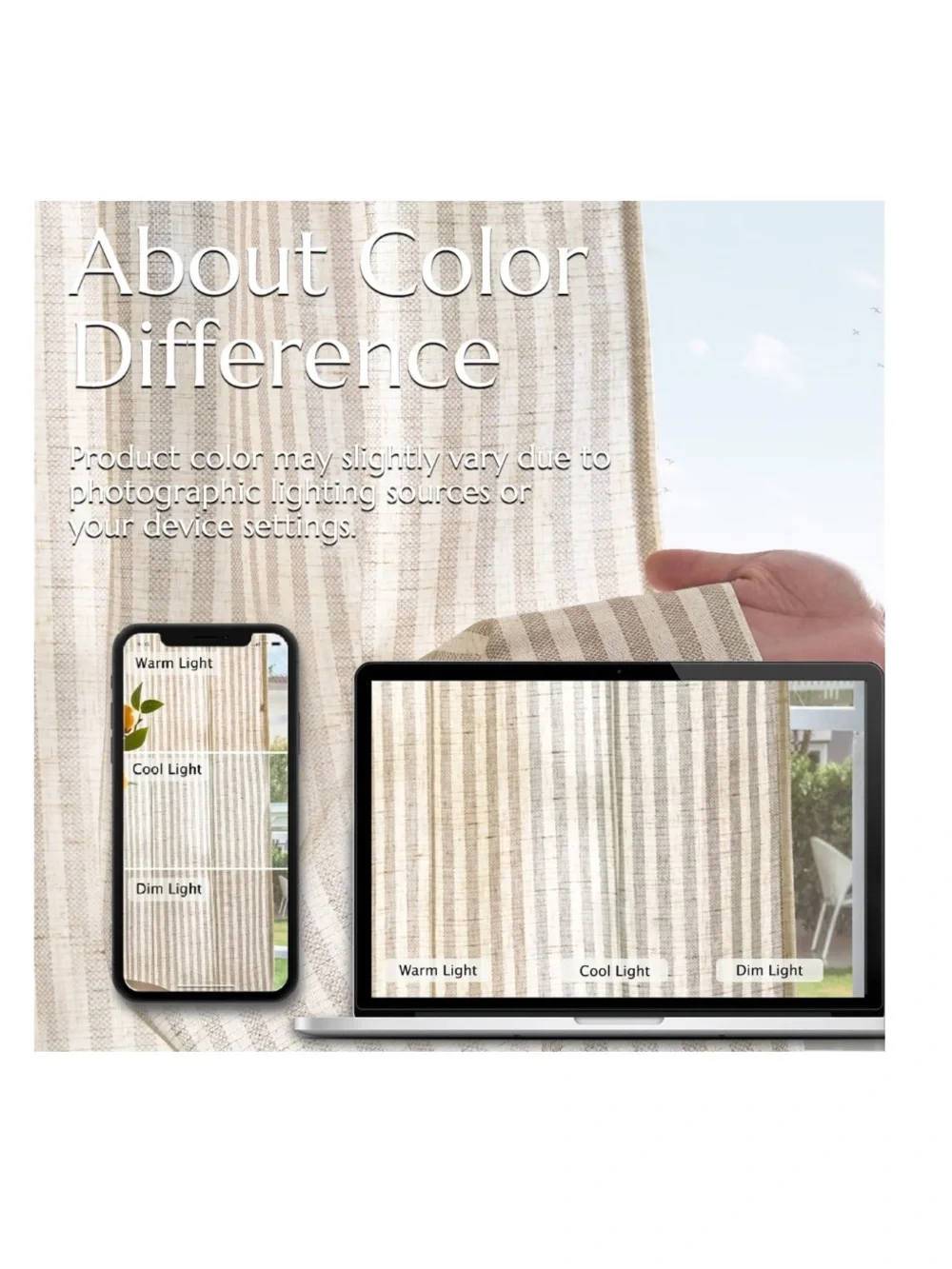 Striped Curtains Light-Filtering Rod Pocket Back Tab - TAUPE GRAY ON BEIGE